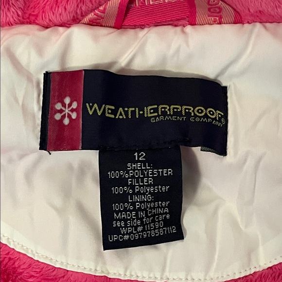 Weatherproof Garment Co White & Pink Quilted Puffer Ski Vest Kids Size 12 - Picture 5 of 16